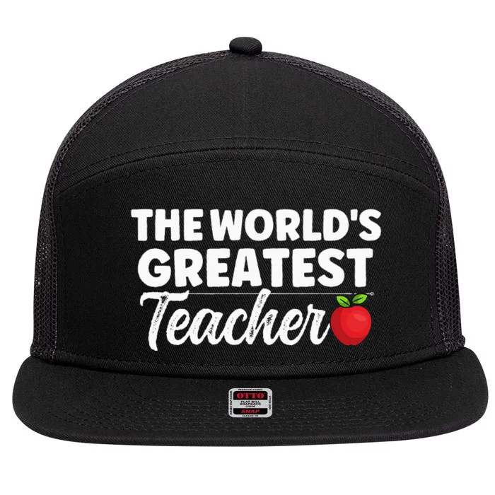 The World's Greatest Teacher School Best Favourite 7 Panel Mesh Trucker Snapback Hat