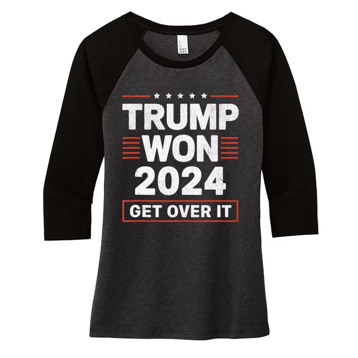 Trump Won Get Over It 2024 Pro Trump Women's Tri-Blend 3/4-Sleeve Raglan Shirt