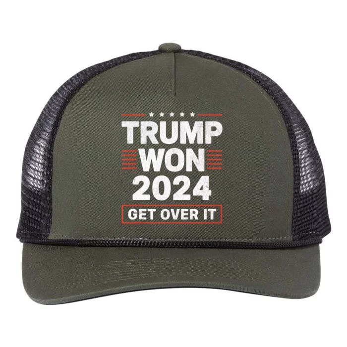 Trump Won Get Over It 2024 Pro Trump Retro Rope Trucker Hat Cap