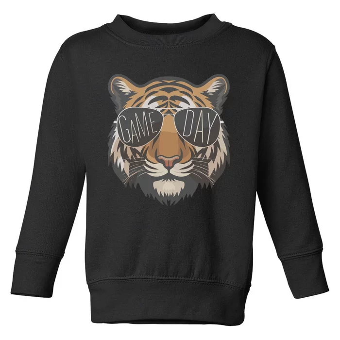 Tigers With Game Day Glasses Game Day Mascot Toddler Sweatshirt