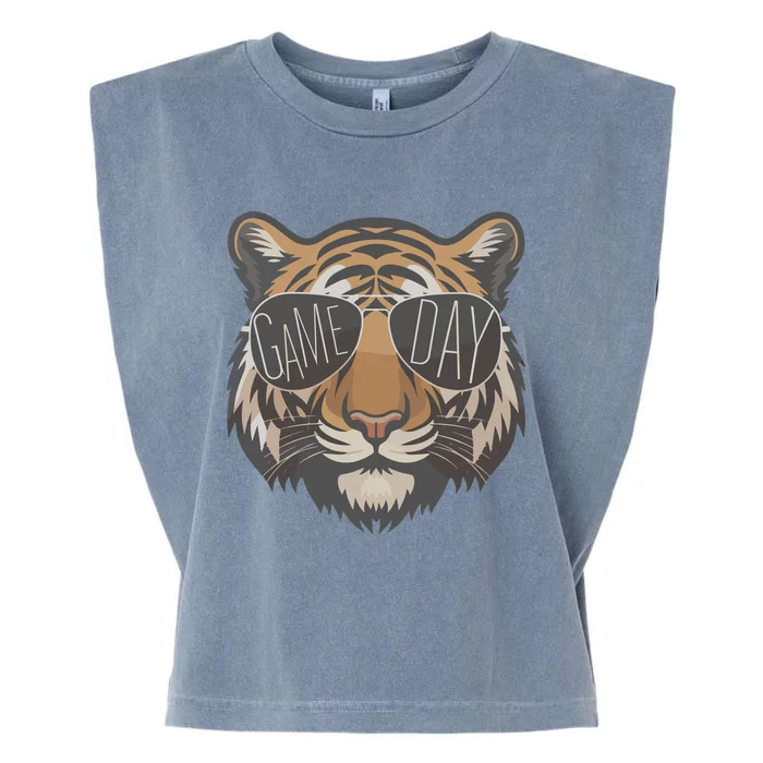 Tigers With Game Day Glasses Game Day Mascot Garment-Dyed Women's Muscle Tee