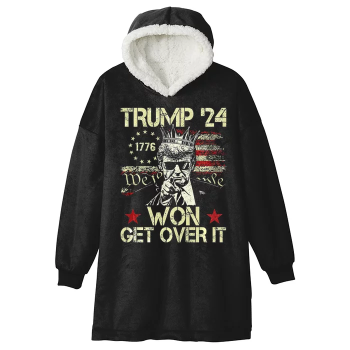 Trump Won Get Over It 2024 Hooded Wearable Blanket