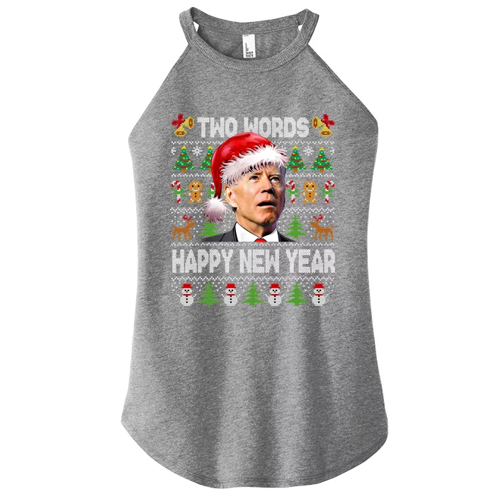 Two Words Happy New Year Joe Biden Christmas Sweater Great Gift Women’s Perfect Tri Rocker Tank