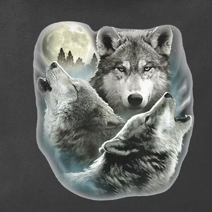 Three Wolves Howling At The Moon Wolf Lover Zip Tote Bag