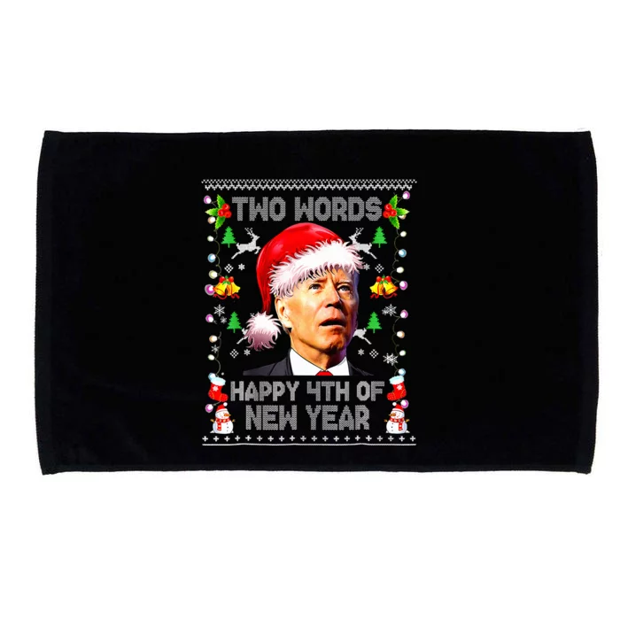 Two Words Happy 4th Of Easter Joe Biden Christmas Sweater Microfiber Hand Towel