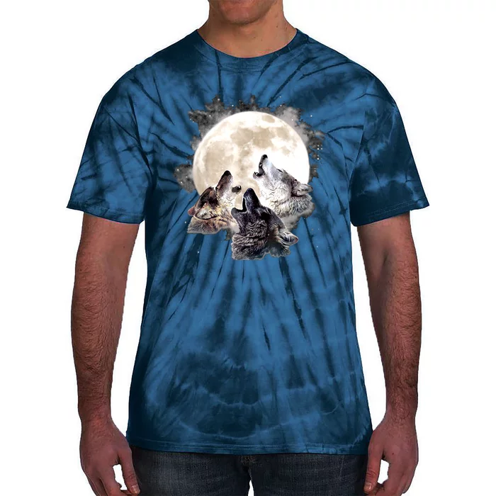 Three Wolves Howling At The Moon Wolf Lover Tie-Dye T-Shirt