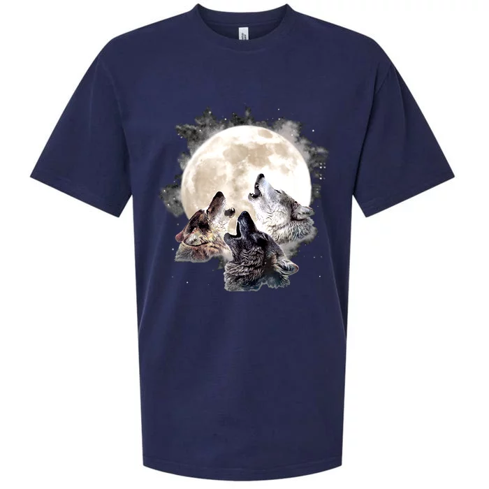 Three Wolves Howling At The Moon Wolf Lover Sueded Cloud Jersey T-Shirt