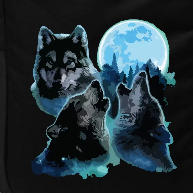 Three Wolves Howling Under Icy Full Moon, Gray Wolf Impact Tech Backpack