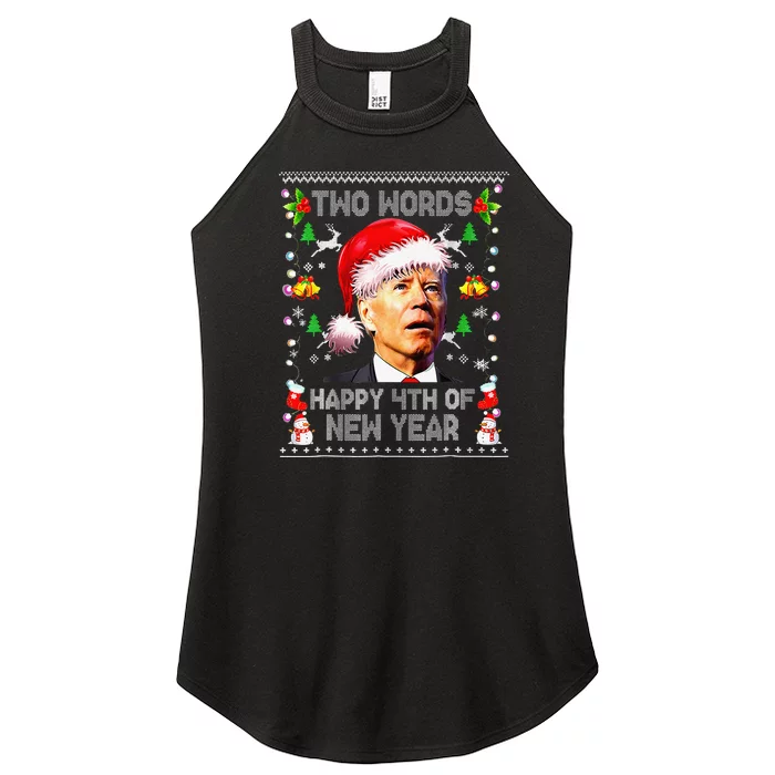 Two Words Happy 4th Of New Year Joe Biden Christmas Sweater Women’s Perfect Tri Rocker Tank