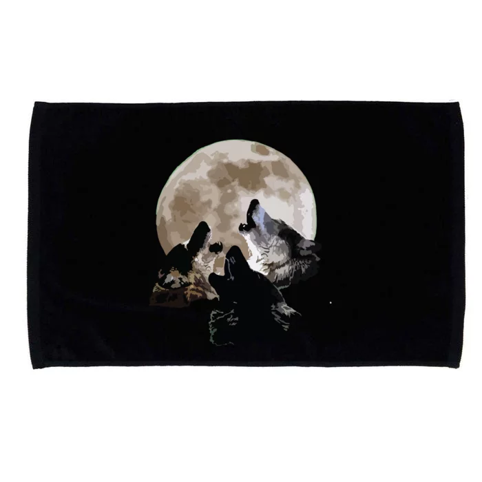 Three Wolves Howling At The Moon Wolf Lover Microfiber Hand Towel