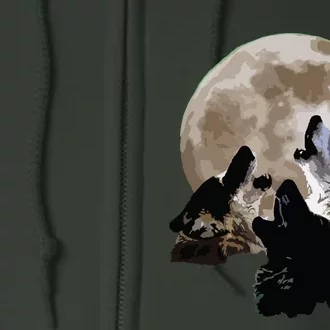 Three Wolves Howling At The Moon Wolf Lover Full Zip Hoodie