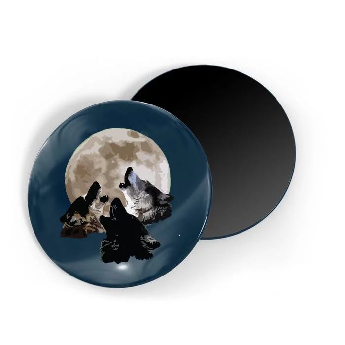 Three Wolves Howling At The Moon Wolf Lover Magnet