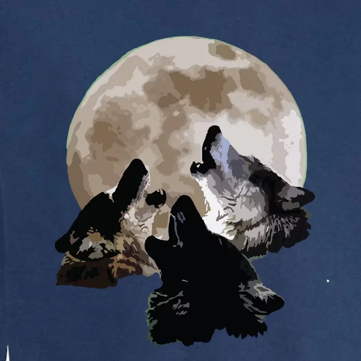 Three Wolves Howling At The Moon Wolf Lover Garment-Dyed Sweatshirt