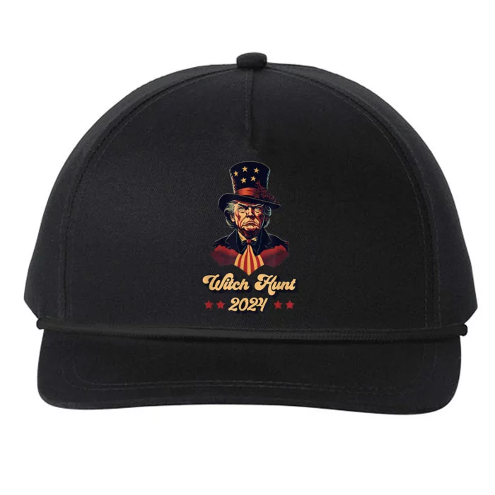 Trump Witch Hunt American Flag Take America Back 2024 Snapback Five-Panel Rope Hat