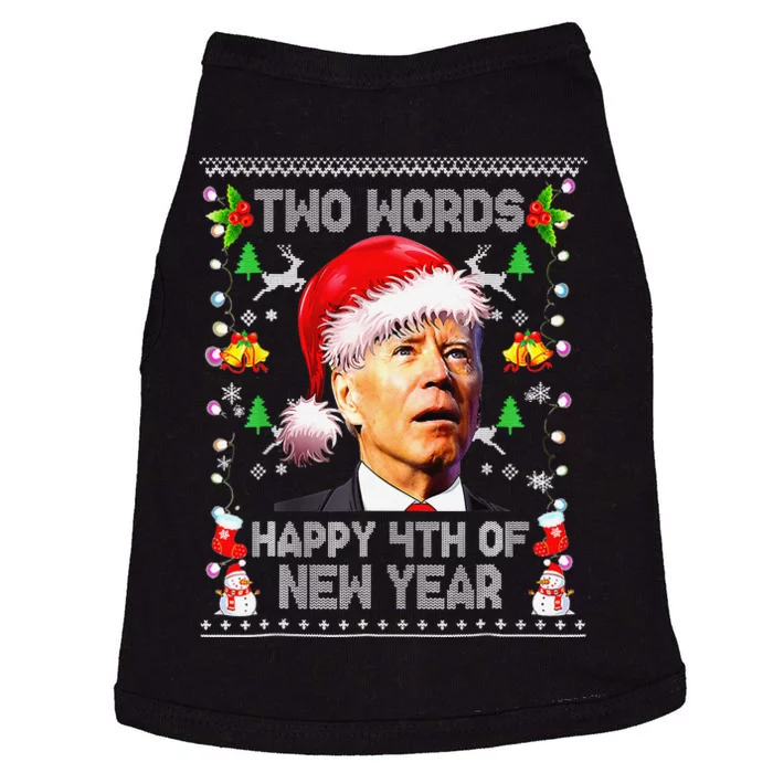 Two Words Happy 4th Of New Year Joe Biden Christmas Sweater Doggie Tank