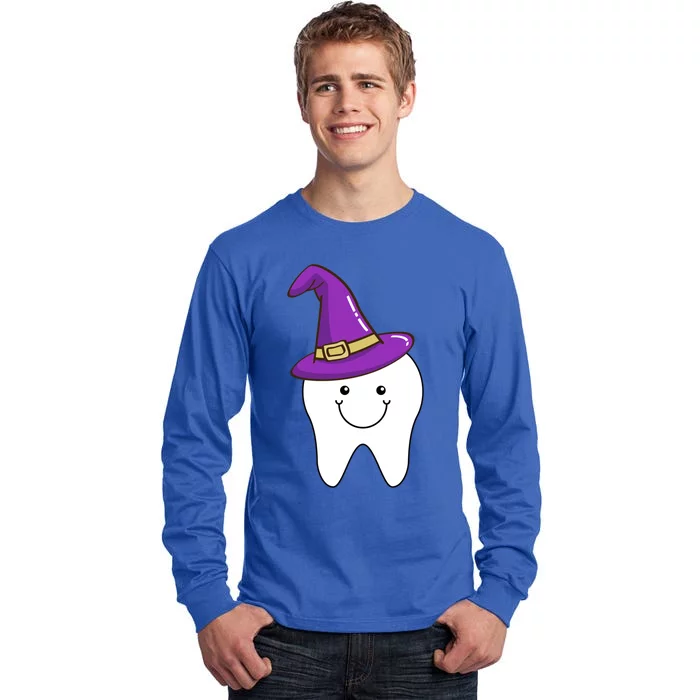 Tooth Witch Hat Dentist Dental Assistant Halloween Costume Gift Tall Long Sleeve T-Shirt