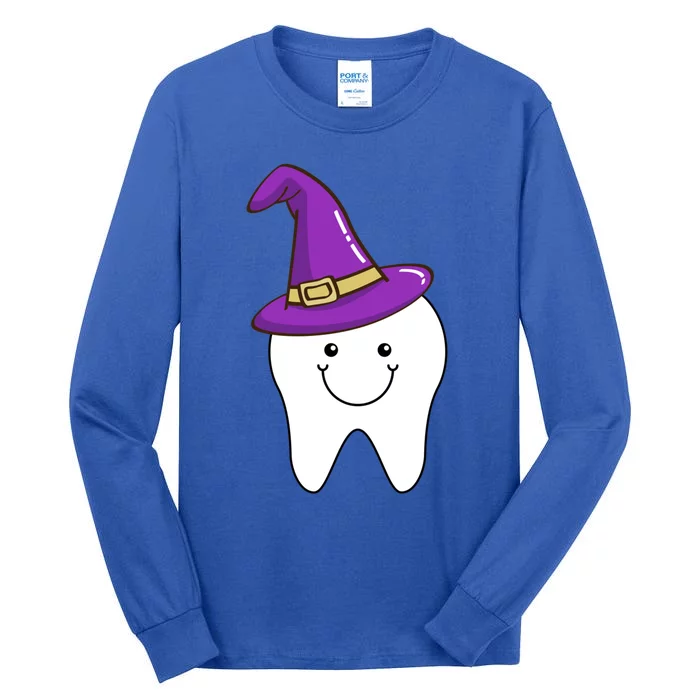 Tooth Witch Hat Dentist Dental Assistant Halloween Costume Gift Tall Long Sleeve T-Shirt