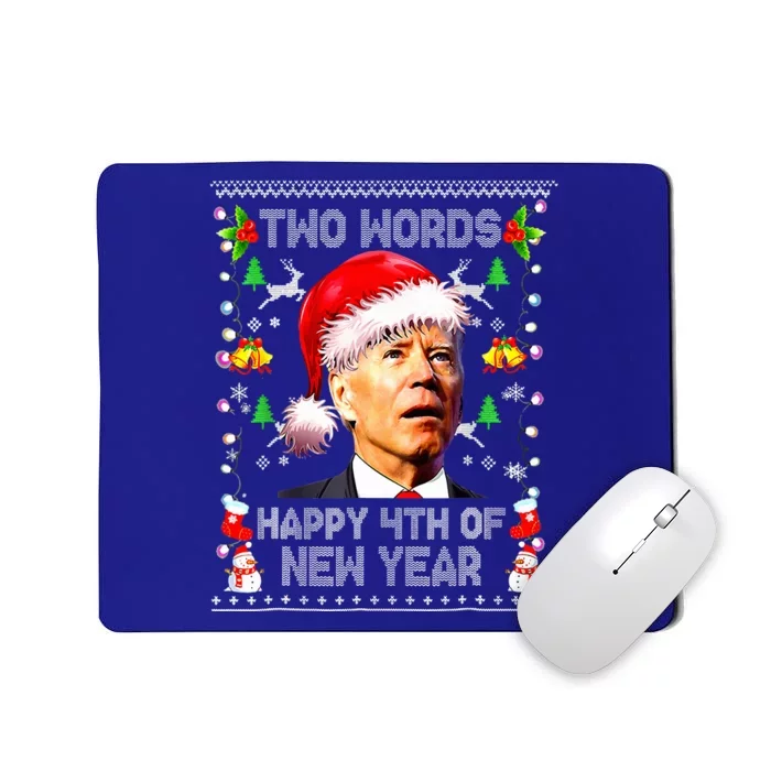 Two Words Happy 4th Of Easter Joe Biden Christmas Sweater Mousepad