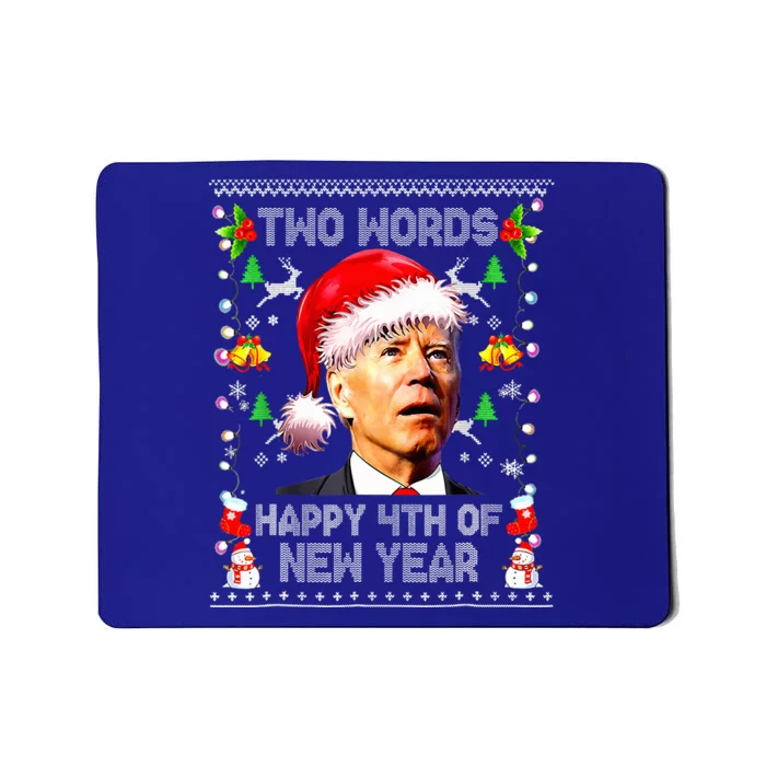 Two Words Happy 4th Of Easter Joe Biden Christmas Sweater Mousepad