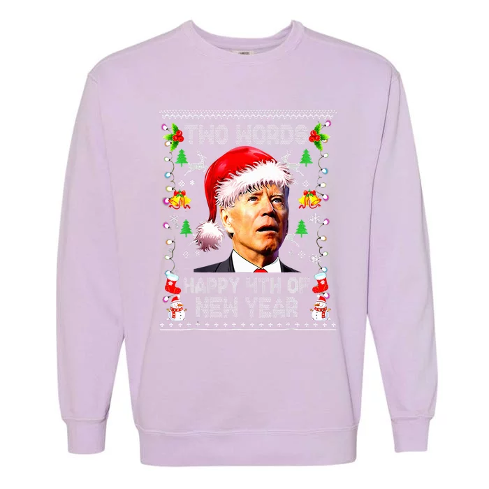 Two Words Happy 4th Of Easter Joe Biden Christmas Sweater Garment-Dyed Sweatshirt