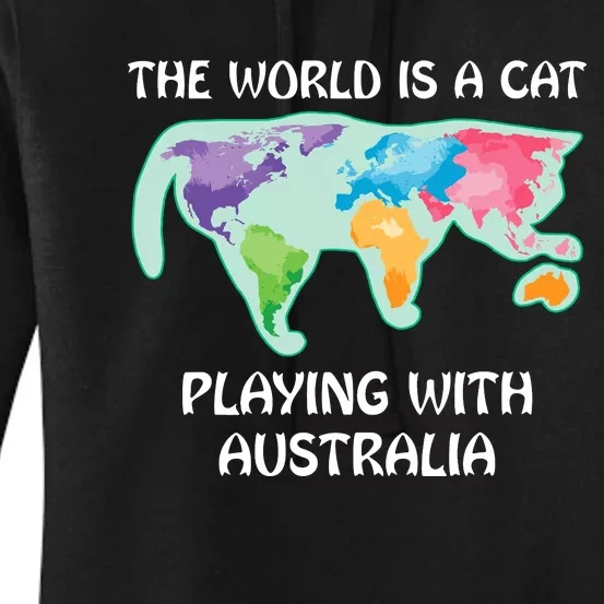 The World Is A Cat Playing With Australia Women's Pullover Hoodie