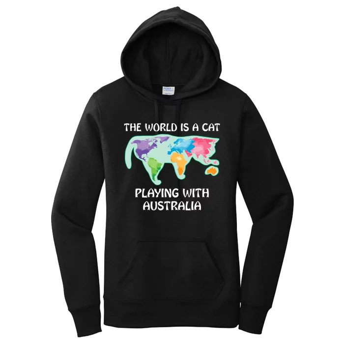 The World Is A Cat Playing With Australia Women's Pullover Hoodie