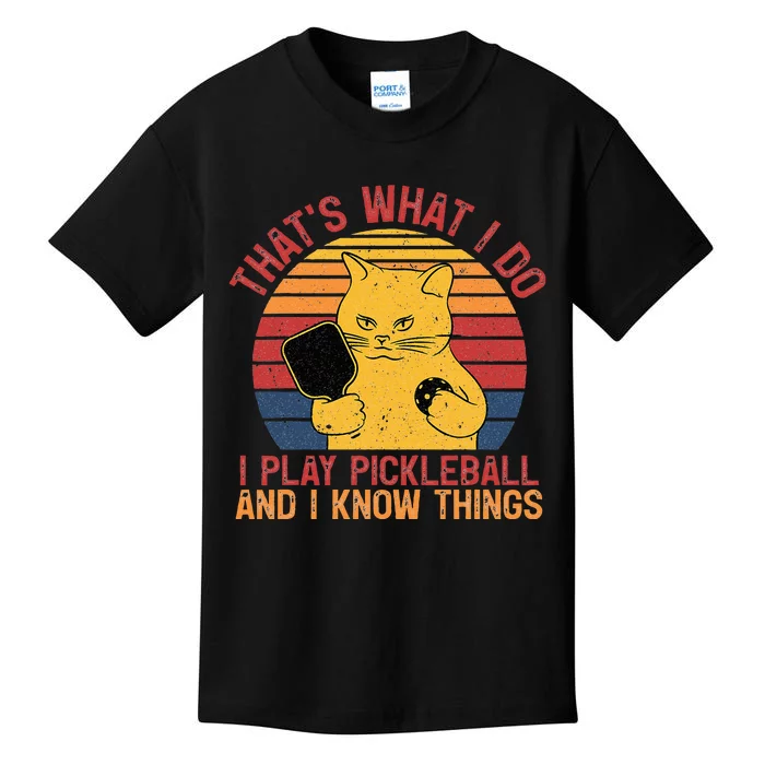 Thats What I Do Cat Lovers Paddleball Player Pickleball Kids T-Shirt