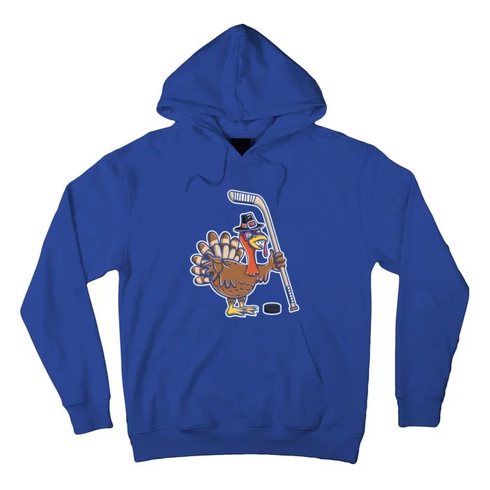 Turkey With Ice Hockey Stick And Hockey Puck Cute Gift Tall Hoodie