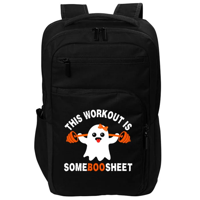 This Workout Is Boo Sheet Funny Cute Gym Ghost Halloween Impact Tech Backpack