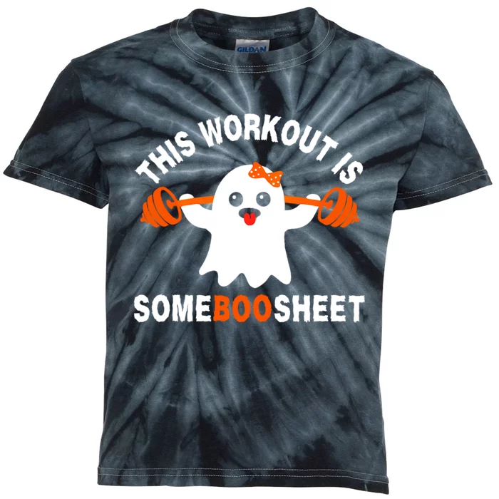 This Workout Is Boo Sheet Funny Cute Gym Ghost Halloween Kids Tie-Dye T-Shirt