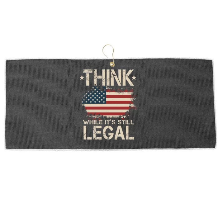 Think While It's Still Legal Vintage American Flag Large Microfiber Waffle Golf Towel