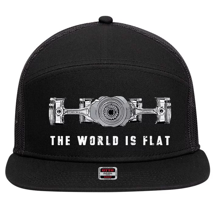 The World Is Flat Boxer Engine Car Enthusiast 7 Panel Mesh Trucker Snapback Hat