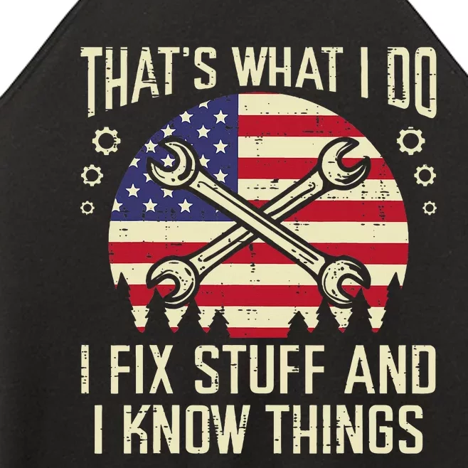 Thats What I Do Fix Stuff Usa Flag Car Mechanic Garage Women’s Perfect Tri Rocker Tank