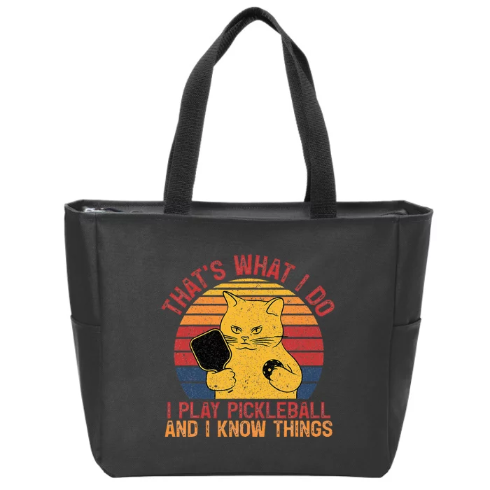 ThatS What I Do Cat Lovers Paddleball Player Pickleball Zip Tote Bag