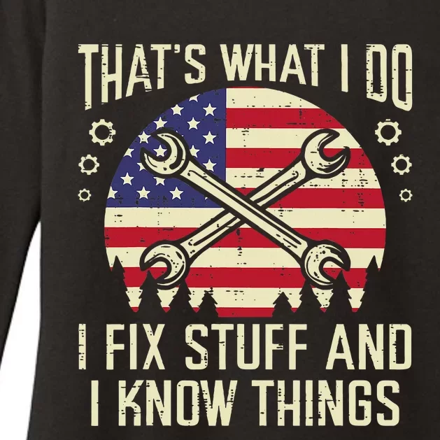 Thats What I Do Fix Stuff Usa Flag Car Mechanic Garage Womens CVC Long Sleeve Shirt