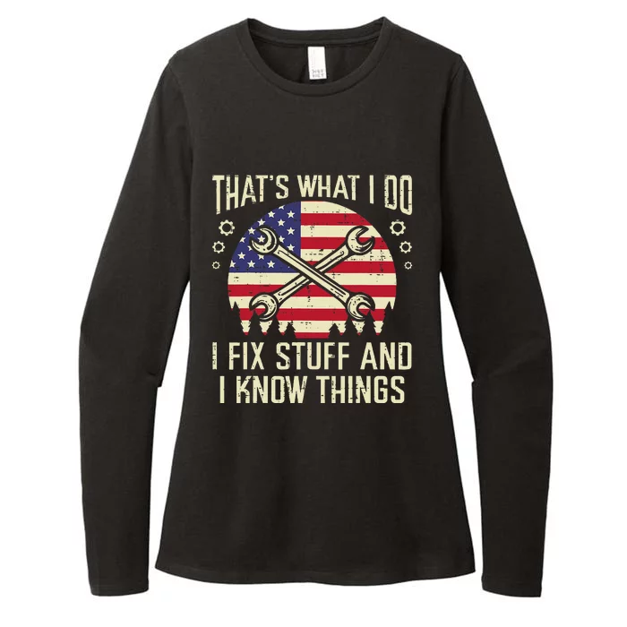 Thats What I Do Fix Stuff Usa Flag Car Mechanic Garage Womens CVC Long Sleeve Shirt