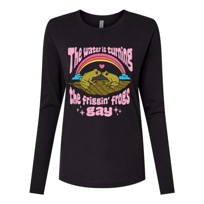 The Water Is Turning The Friggin Frogs Gay Frog Bi Pride Womens Cotton Relaxed Long Sleeve T-Shirt