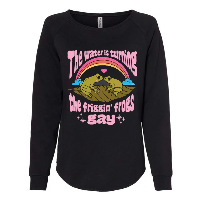 The Water Is Turning The Friggin Frogs Gay Frog Bi Pride Womens California Wash Sweatshirt