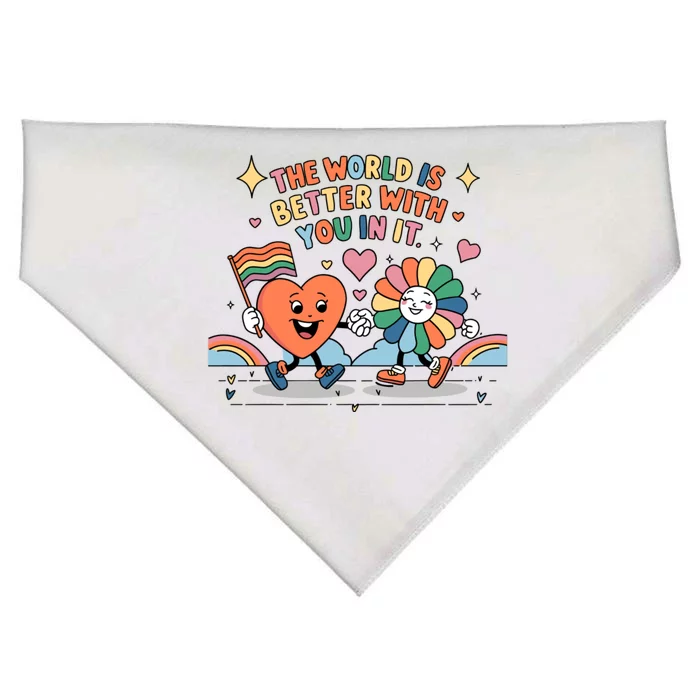 The World Is Better With You In It Lgbt Pride Month USA-Made Doggie Bandana