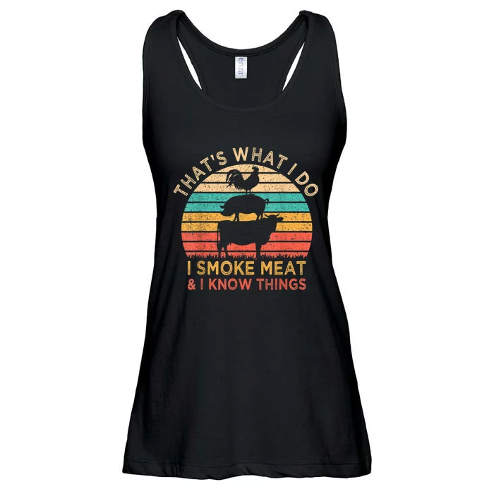 That's What I Do I Smoke Meat & I Know Things BBQ Grilling Ladies Essential Flowy Tank