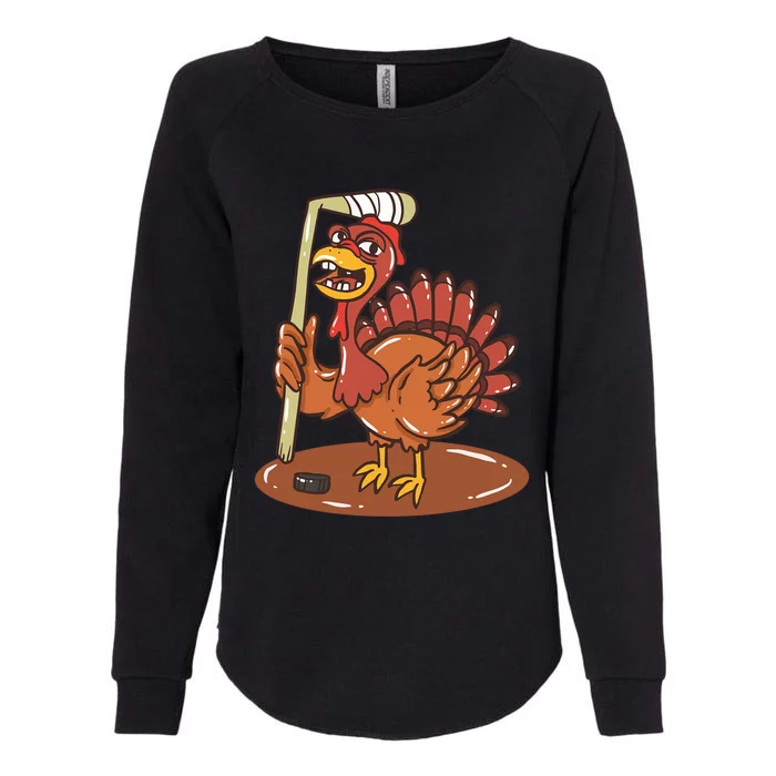 Turkey With Ice Hockey Gift Womens California Wash Sweatshirt