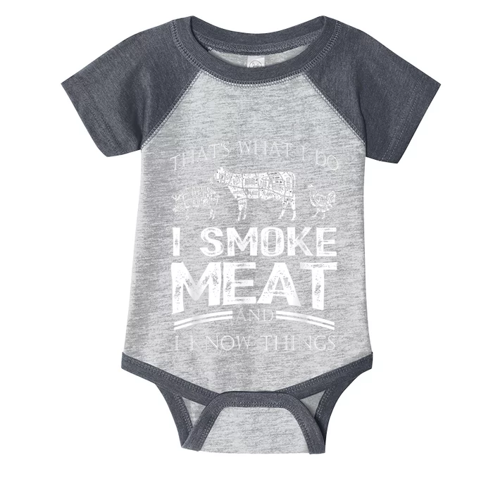 That's What I Do I Smoke Meat I Know Things Funny Smoker BBQ Infant Baby Jersey Bodysuit