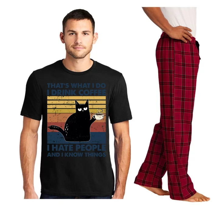 That's What I Do I Coffee I Hate People Cat Vintage Gift Pajama Set