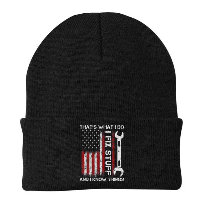 ThatS What I Do I Fix Stuff And I Know Things 4th Of July Knit Cap Winter Beanie