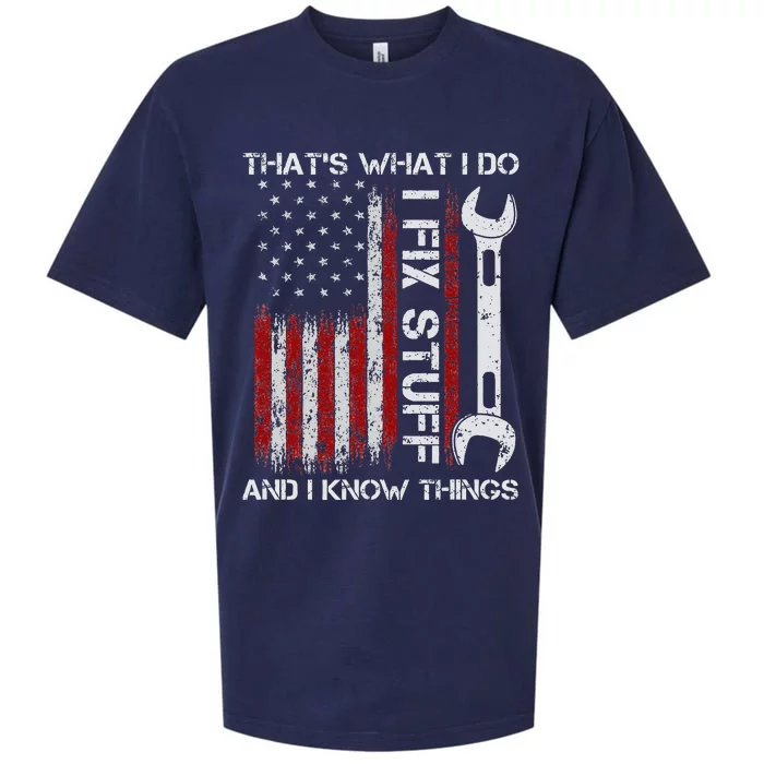 ThatS What I Do I Fix Stuff And I Know Things 4th Of July Sueded Cloud Jersey T-Shirt