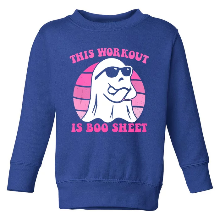 This Workout Is Boo Sheet Halloween Gym Ghost Groovy Pink Toddler Sweatshirt