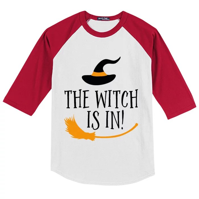 The Witch Is In Halloween Funny Boss Teacher Mom Wife Gift Kids Colorblock Raglan Jersey