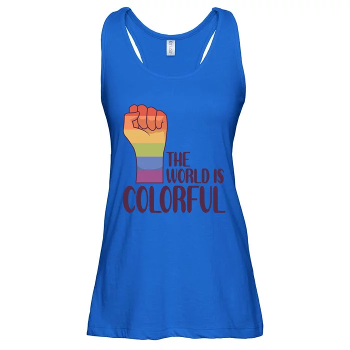 The World Is Colorful Gay Queer Couple Rainbow Lgbtq Pride Gift Ladies Essential Flowy Tank