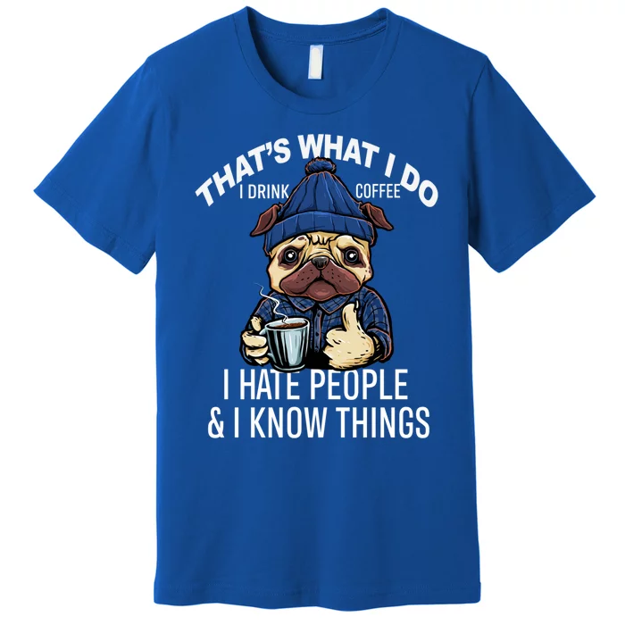 That's What I Do I Coffee Hate People Know Things Gift Premium T-Shirt