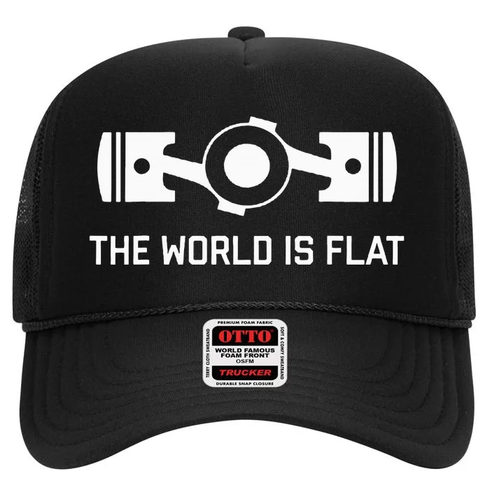 The World Is Flat Flat Four Boxer Engine Jdm Racecar High Crown Mesh Trucker Hat